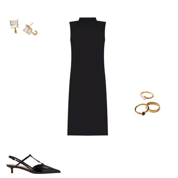 New with Tag - Ann Taylor Sleeveless Mock Neck Shift Dress - Black- 10 - Picture 2 of 8